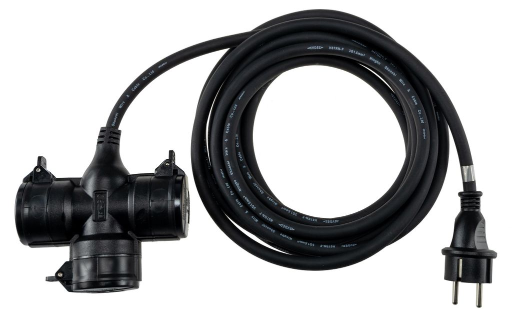 Prise de jardin pour l'extérieur, 3x IP44, 5m de câble Image du produit 