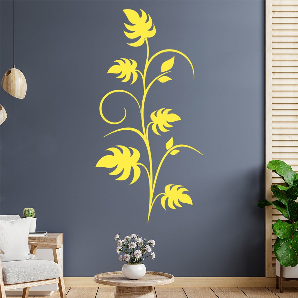 Pflanze - große Blätter - Fensterblatt Wandtattoo in 6 Größen - Wandaufkleber Wall Sticker - Dekoration, Küche, Wohnzimmer, Schlafzimmer, Bade...