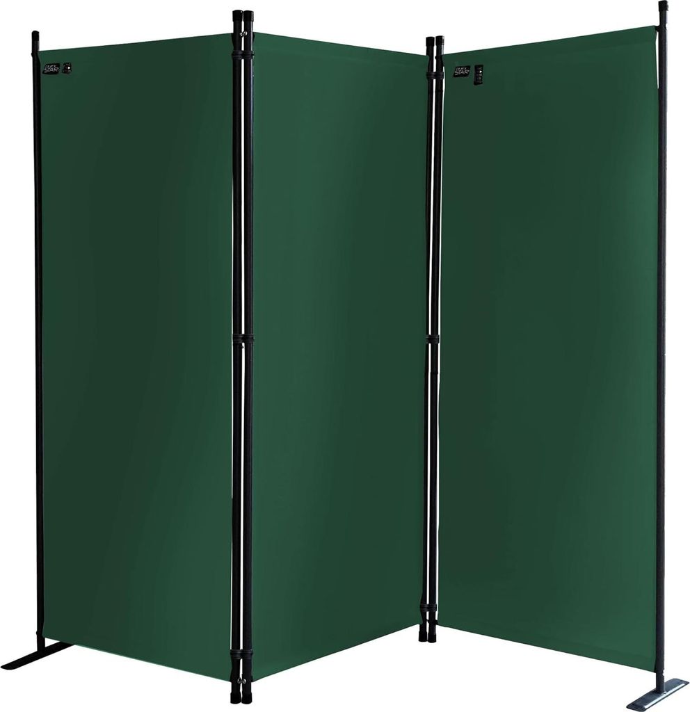 Faltbarer Paravent - grün - 3-teilig - 170 x 165 cm - Stoff