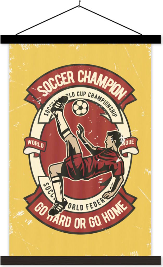 MuchoWow Textilposter Fußball - Mann - Retro 120x180 cm mit schwarzem Rahmen - Fotos