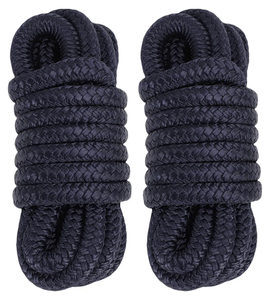 2 Amarres Bateau en Nylon Double Tressage - Cordes de 12mm x 5m