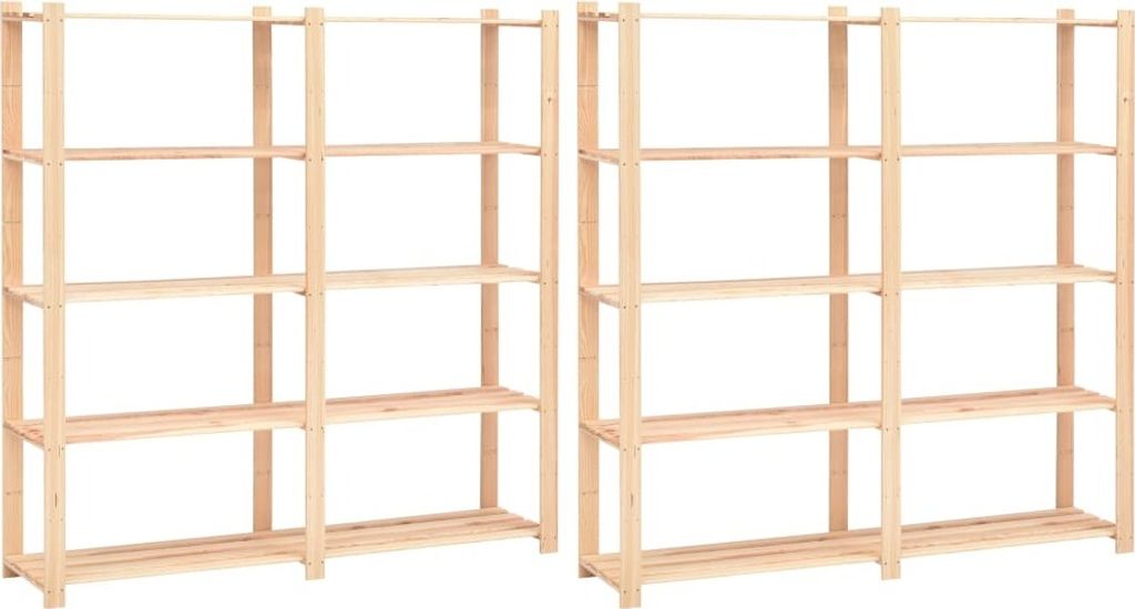 Lagerregale 5 Böden 2 Stk. 170x38x170cm Massivholz Kiefer 500kg