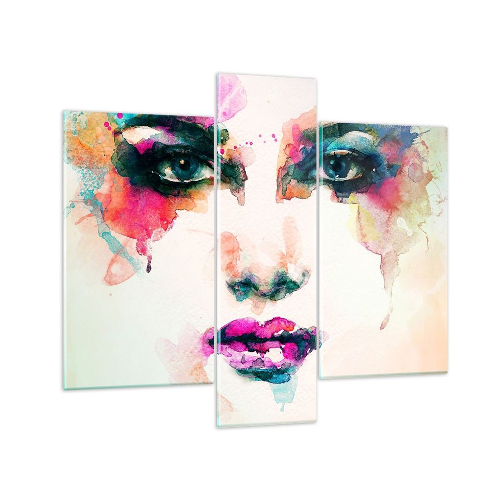 Bilder auf glas - Frau Gesicht Kosmetik - 95x80cm - Glasbilder - Wandbilder - Kunstdruck - zum Aufhängen bereit - Wanddekoration aus Glas - Glas B...