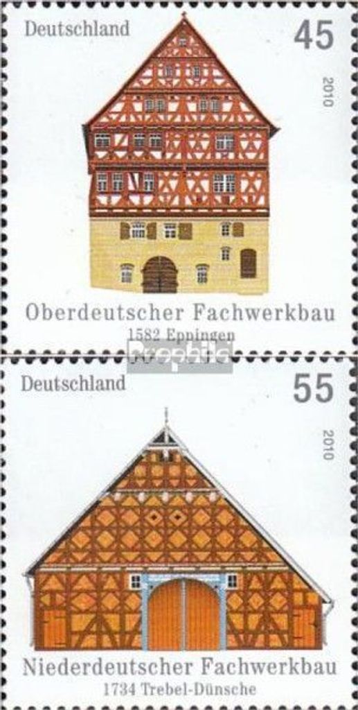 Briefmarken BRD (BR.Deutschland) 2010 Mi 2823-2824 (kompl.Ausg.) gestempelt Fachwerkbauten
