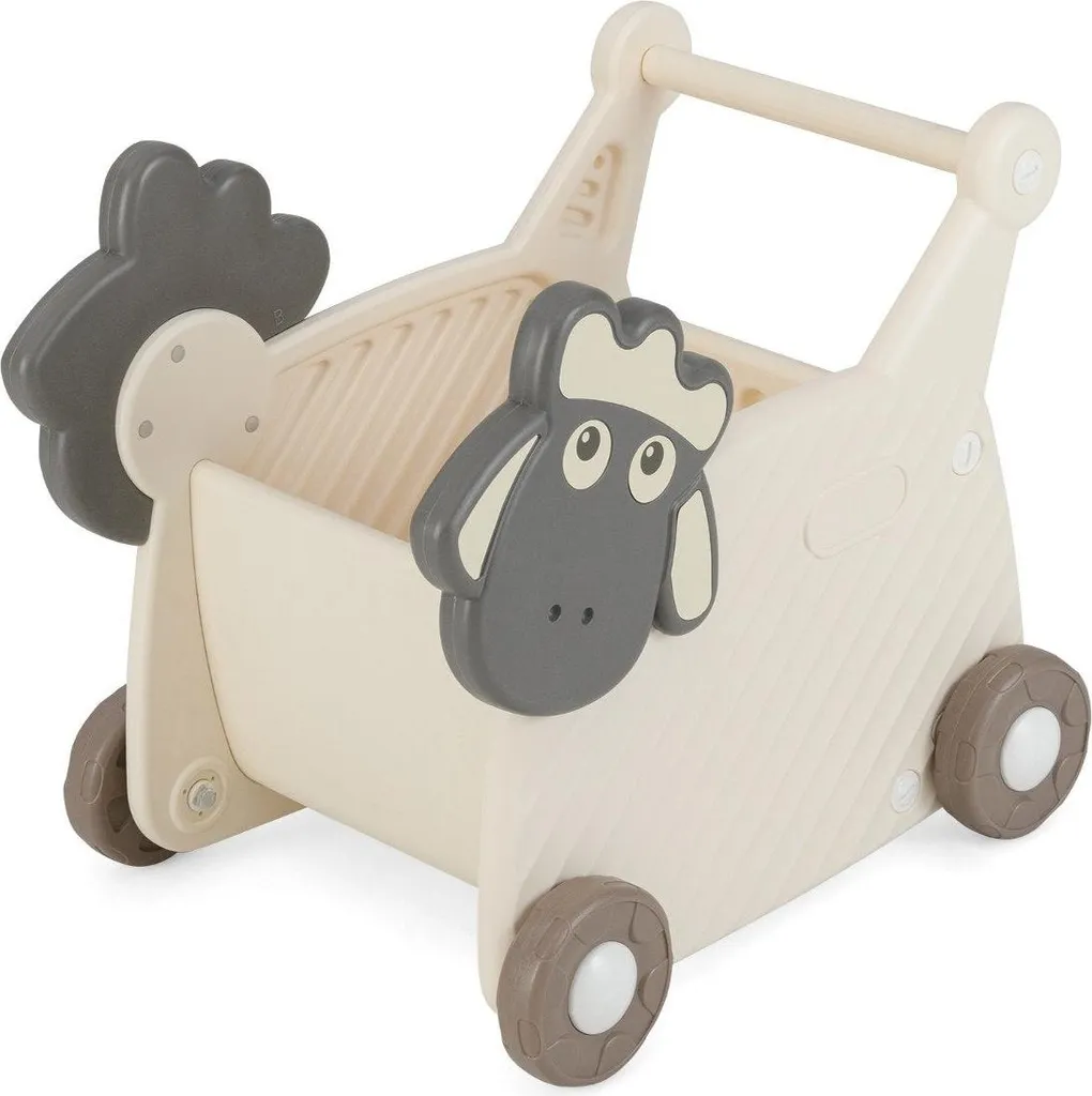 Trotteur pour tout-petits avec rangement 18L motif mouton et 4 roues