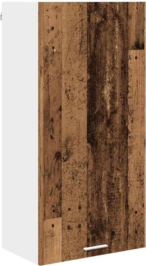 SYFAX Hängeschrank mit Tür Riga Altes Holz und Weiß 50 x 31 x 100 cm