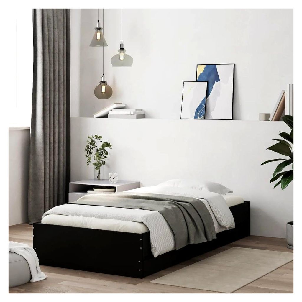 Bettgestell mit Schubladen Schwarz 90x200 cm