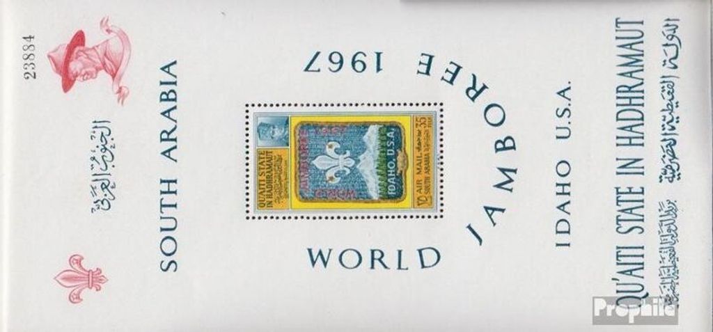 Briefmarken Aden - Qu ́aiti State 1967 Mi Block10A (kompl.Ausg.) postfrisch Weltpfadfindertreffen