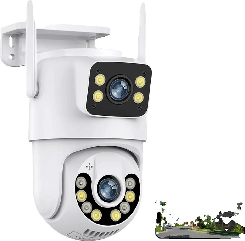 Telecamera Esterna 8MP 4K WiFi Doppia Lente Sicurezza Famiglia
