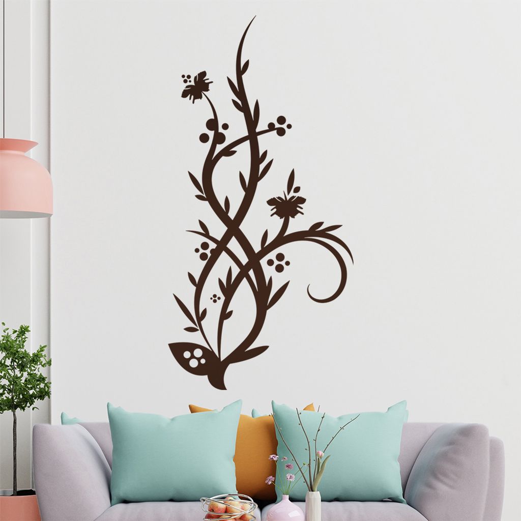 Falter Schmetterling Blüte Wandtattoo in 6 Größen - Wandaufkleber Wall Sticker - Dekoration, Küche, Wohnzimmer, Schlafzimmer, Badezimmer