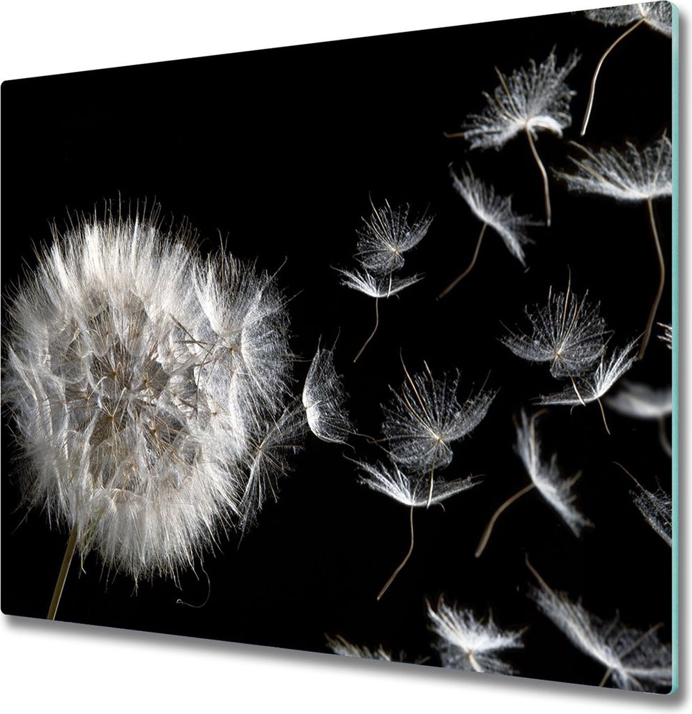 Glas Herdabdeckplatte 60x52 cm Spritzschutz Glasabdeckplatte Schneidebrett Pusteblume