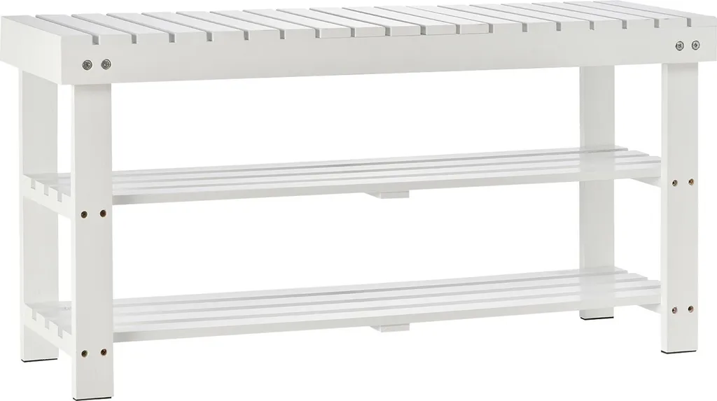 Meuble range-chaussures assise bois blanc 90cm avec coffre de rangement - 9