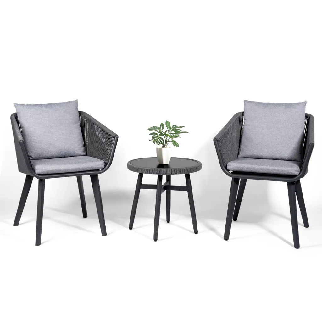 Gartenlounge-Set Rattan avec Coussins Moelleux et Table Basse Compacte