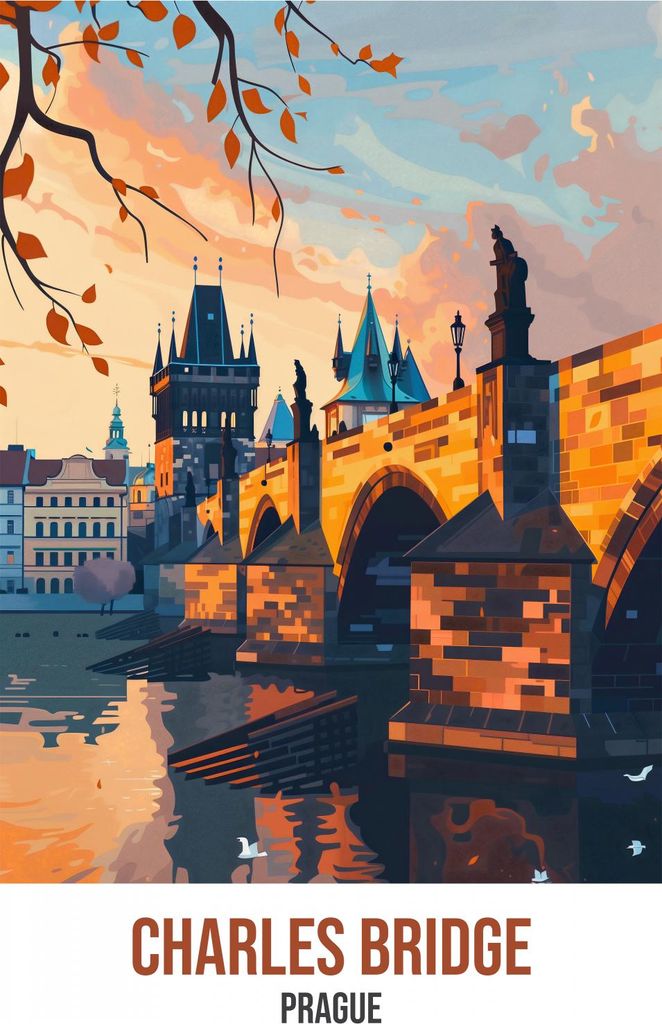 Plakat 25x35cm Karlsbrücke, Prag