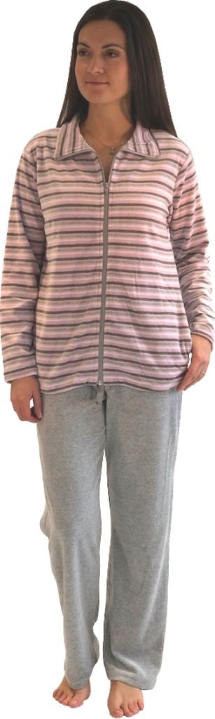 Langer Nicky Damen Hausanzug, Jacke mit Reißverschluss 281 216 98 001;hellgrau,40