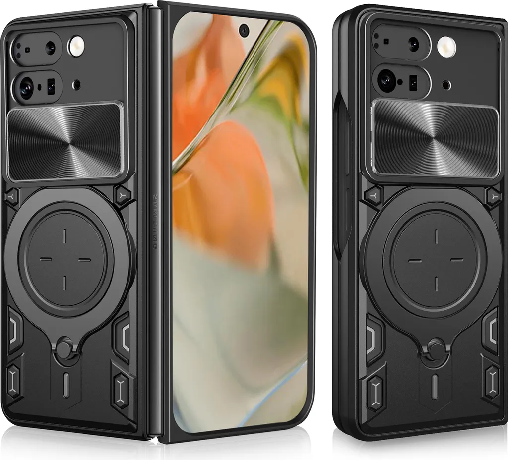 Cover Pixel 9 Pro Nera Resistente con Supporto Anello e Camera Slide