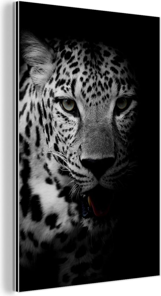 MuchoWow Wanddekoration Metall Metallbild Wandkunst 20x30 cm Tiere - Schwarz - Weiß - Panther - Porträt MuchoWow Aluminium Gemälde - Alu Dibond ...