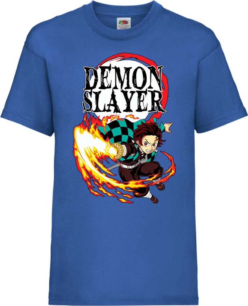 Kinder T-Shirt Demon Anime Slayer Tanjiro Kamado 03 Demon Anime Slayer Main, 7-8 Jahr - 128 / Blau