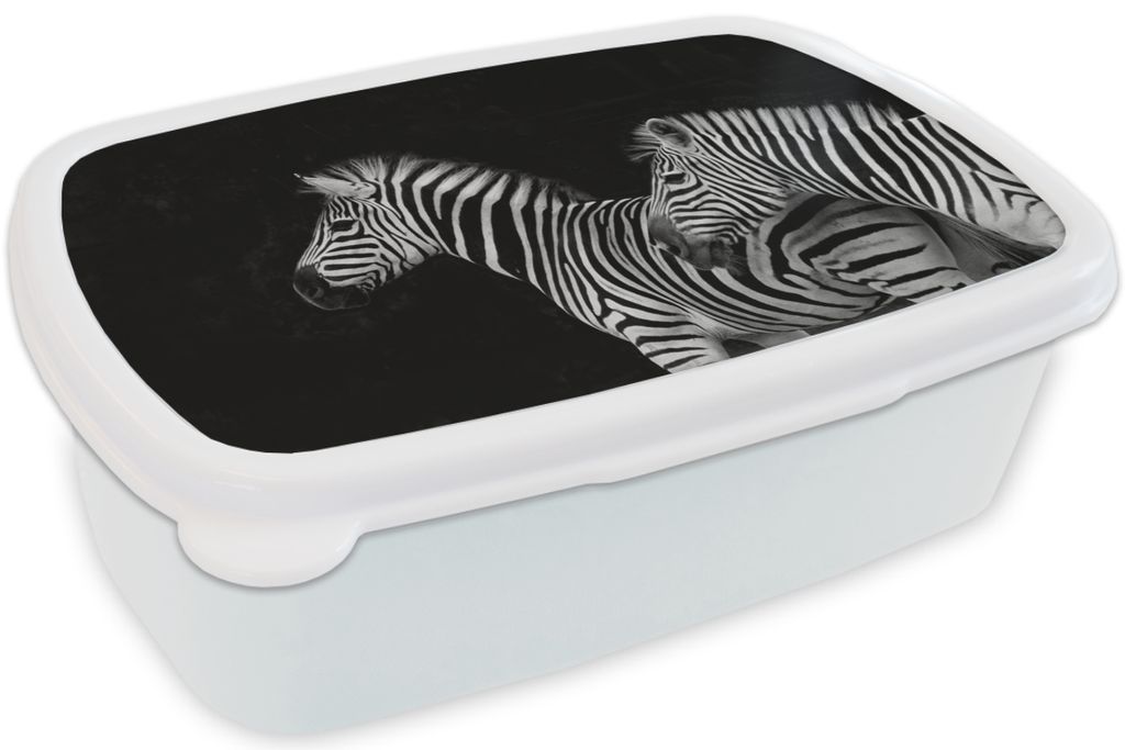 KitchenYeah Lunchbox Brotzeit Brotdose 17x11 cm Zebra - Weiß - Tiere - Schwarz Kinder Brotzeitdose - Lunch Box - Kinder - Sandwich-Box - Schulbo...