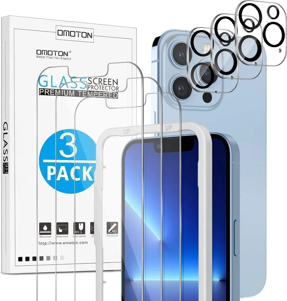 Kit Verre Trempé iPhone 13 Pro OMOTON - Pose Garantie Sans Bulles d'Air
