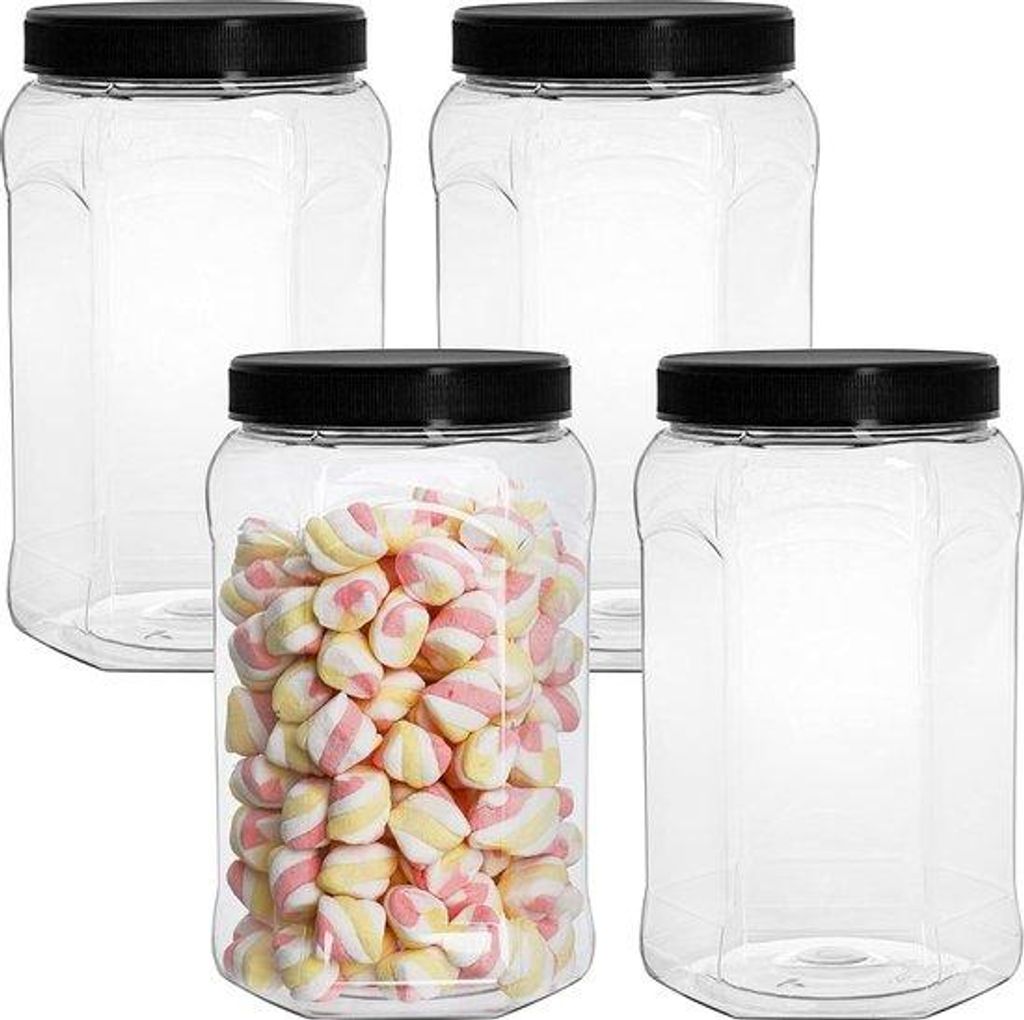4 Stk. 2L transparente Plastikbehälter mit Deckel, luftdicht, BPA-frei, groß