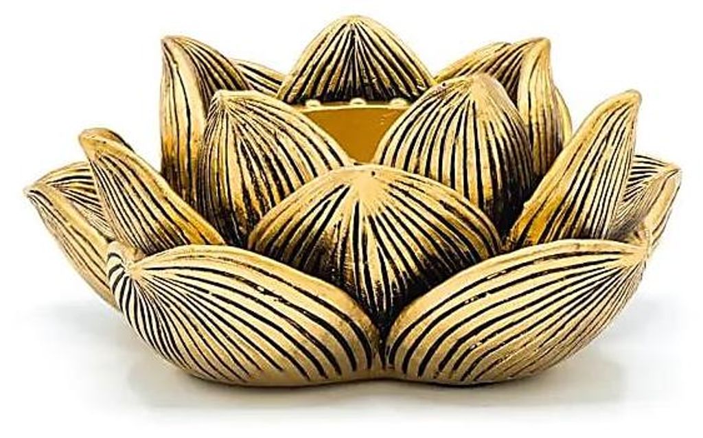 Teelichthalter Lotus goldfarben -- 11.5x11x4.8 cm online bestellen