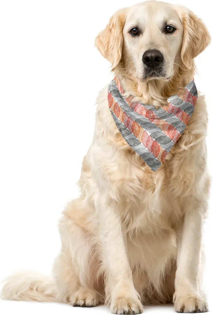 ABAKUHAUS Bandana per animali domestici con foglie, elementi naturali astratti, 40x40 cm, vermiglio, nero e bianco