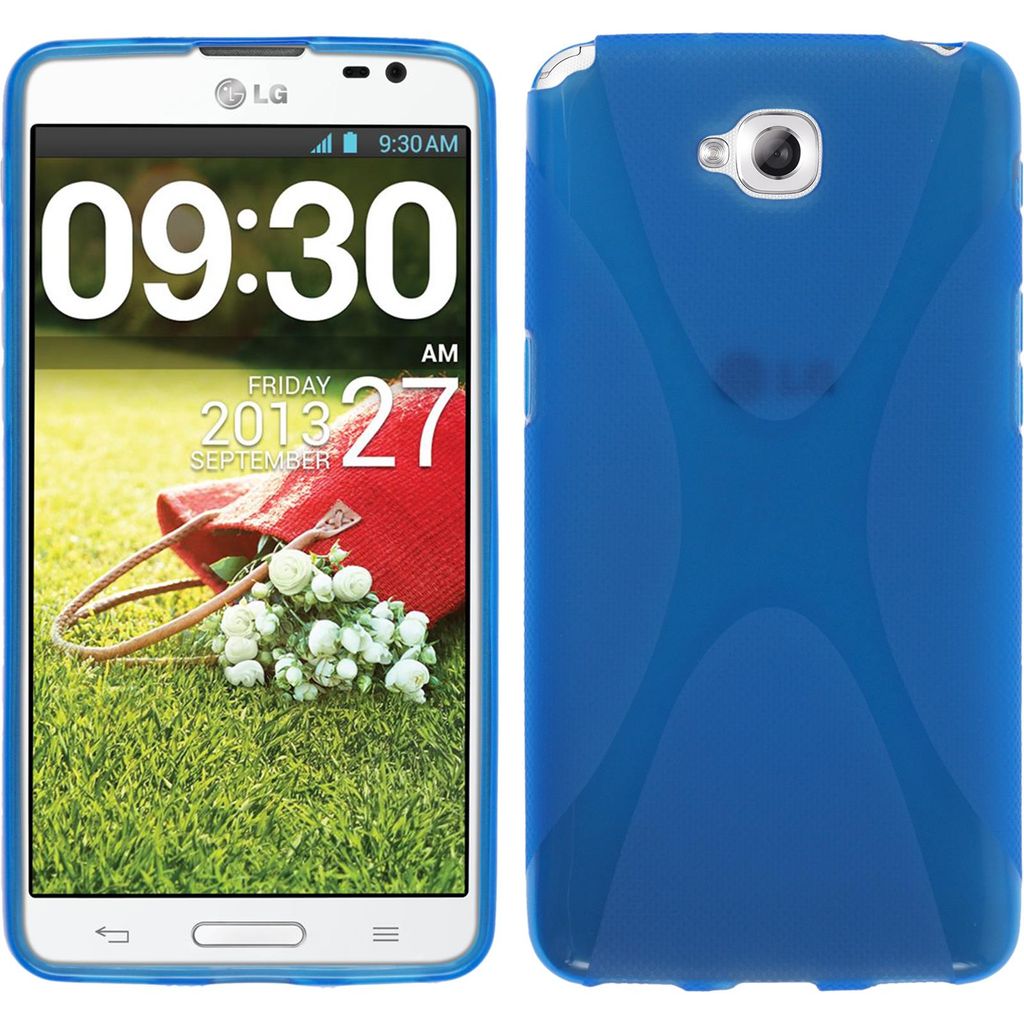 PhoneNatic Case kompatibel mit LG G Pro Lite Dual - blau Silikon Hülle X-Style + 2 Schutzfolien