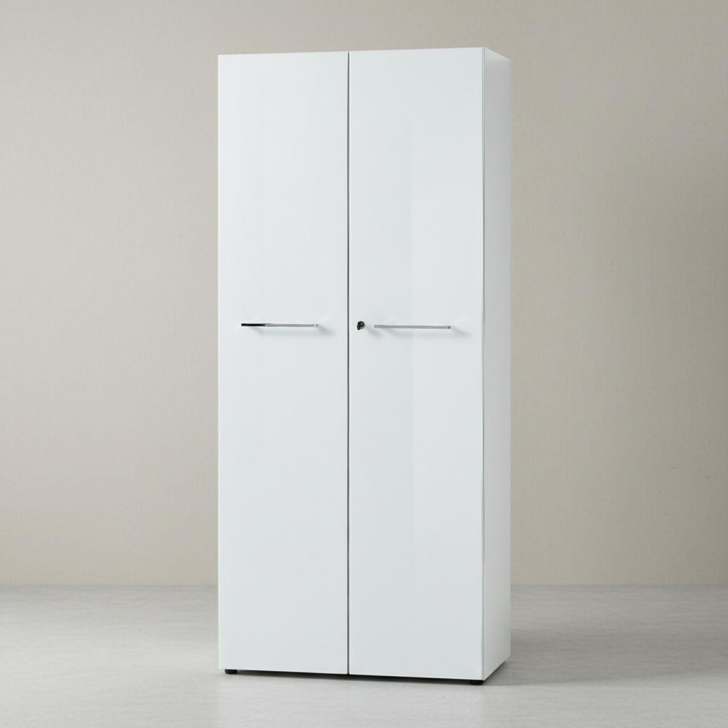 Aktenschrank 5 Ordnerhöhen | 80x196x37 cm | Abschließbar, Soft-Close, Glasfront | Germany | Büroschrank Hoch Weiß "Muenchen" Kadima Design