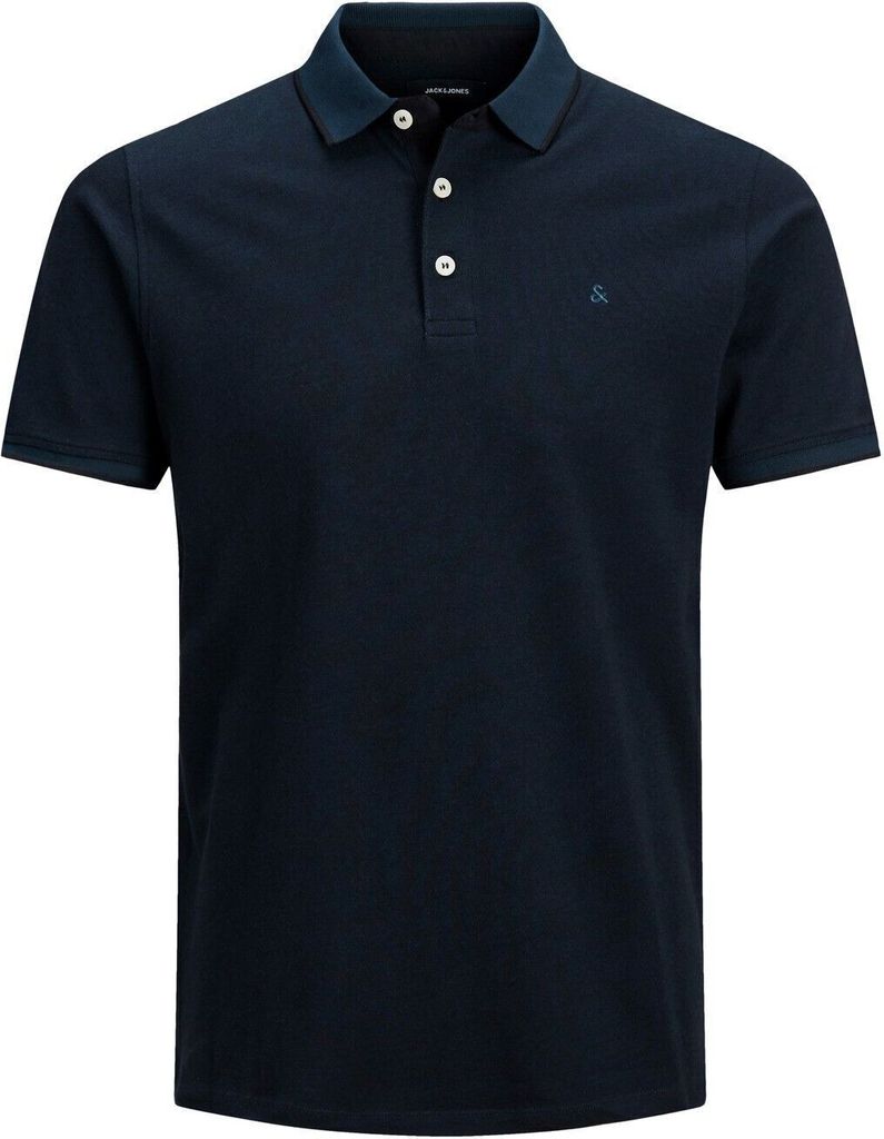 JACK & JONES Polo Shirt Kurzarm Uni Hemd JJEPAULOS Pique Baumwolle Größe: XXL