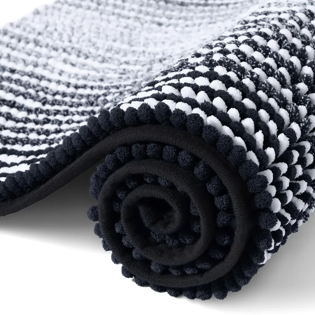 Tapis de sortie de bain antidérapant en microfibre noire 40x60 cm