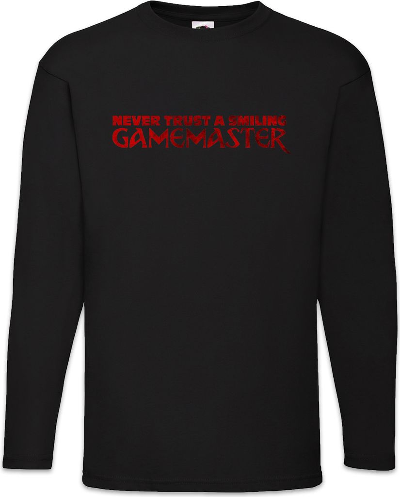 Urban Backwoods Never Trust A Smiling Gamemaster, Langarm T-Shirt, Farbe: Schwarz, Größe: S