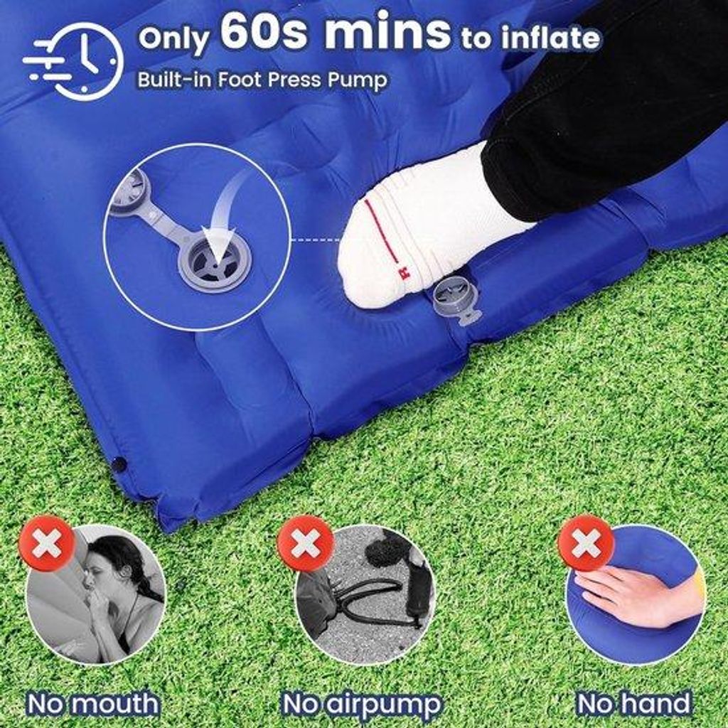 Luftbett Selbstauflauf-Schlafsack 12 cm verdickte-Campingmatratze integriertes-Kissen Outdoor-Luftmatratze Selbstauflauf-Fußpumpe ultralichter-Luf...