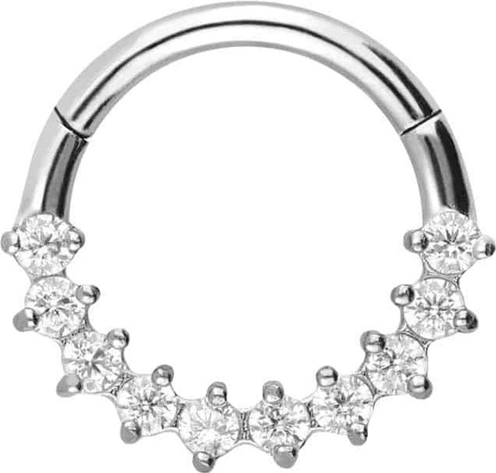 Ohrpiercing, Nasenpiercing, Septum Piercing Chirurgenstahl Segmentring Clicker 10 EINGEFASSTE KRISTALLE