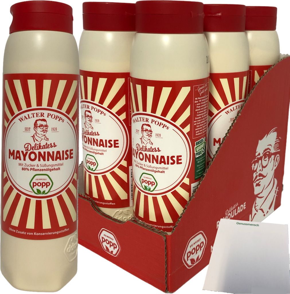 Feinkost Popp Delikatess Mayonnaise 80% Pflanzenöl 6er Pack Produktbild 