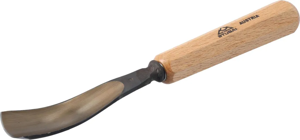 Scalpello STUBAI Serie 52 - Forma 16 | Scalpello curvo 25 mm, con manico in legno, per lavori di figura, intagli e rilievi, per lavorazioni precise del legno