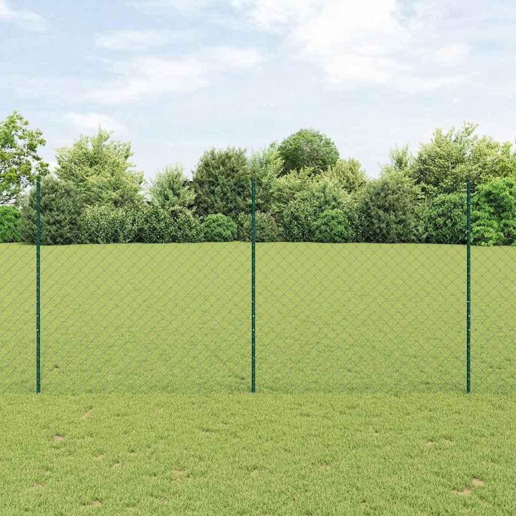 Maison Exclusive - Zaun mit Pfosten Grün 1,5 x 25 m Stahl