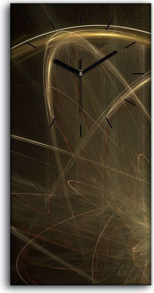 Wanduhr Leinwand Bild Uhr Quarz 30x60 digitales fraktales Kunst - schwarze Hände