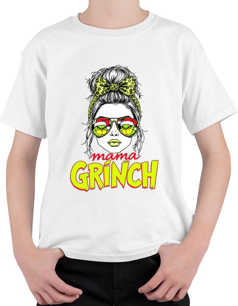mama GRÍNCH Weihnachten Geschenk Mutter Lustig Grinchmama Retro Uni Kinder T-Shirt, Weiß, 104