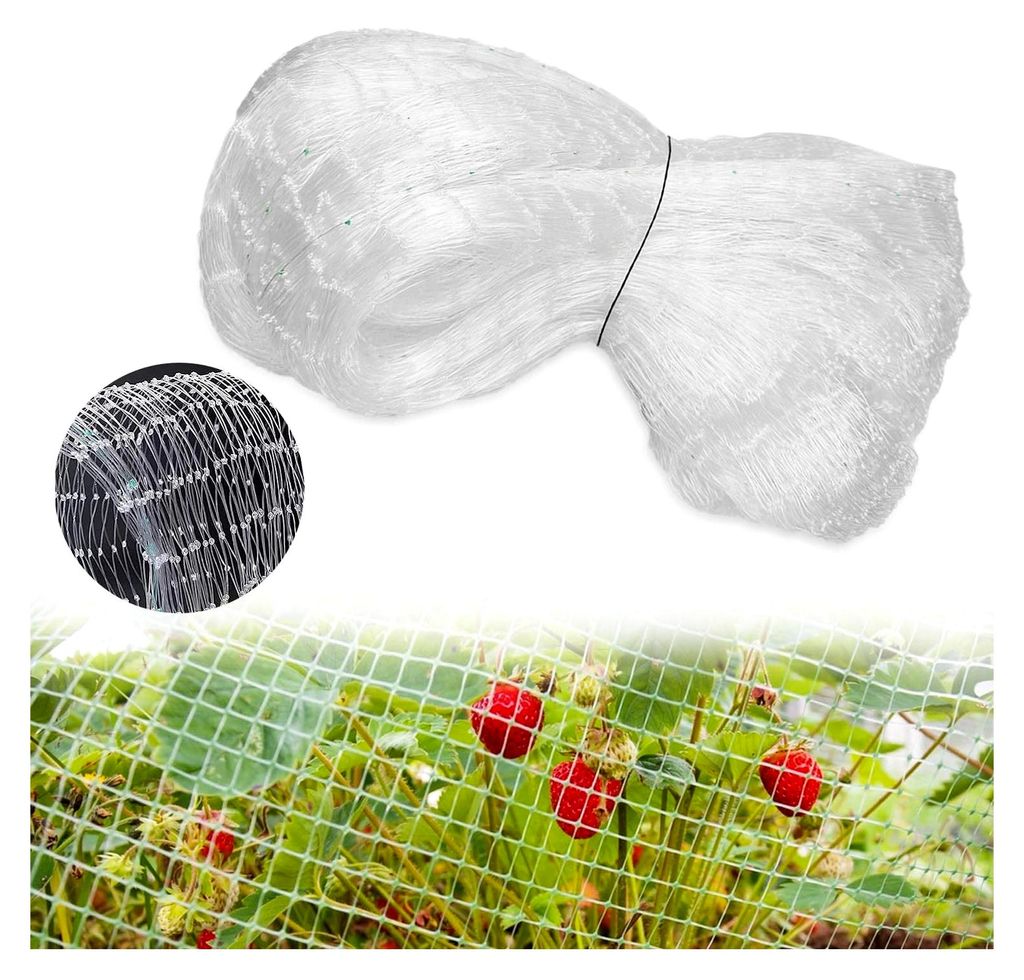 Vogelschutznetz, 3 x 10 m, geeignet für Gärten, Obstgärten, Gemüsegärten und Teiche (Weiß)