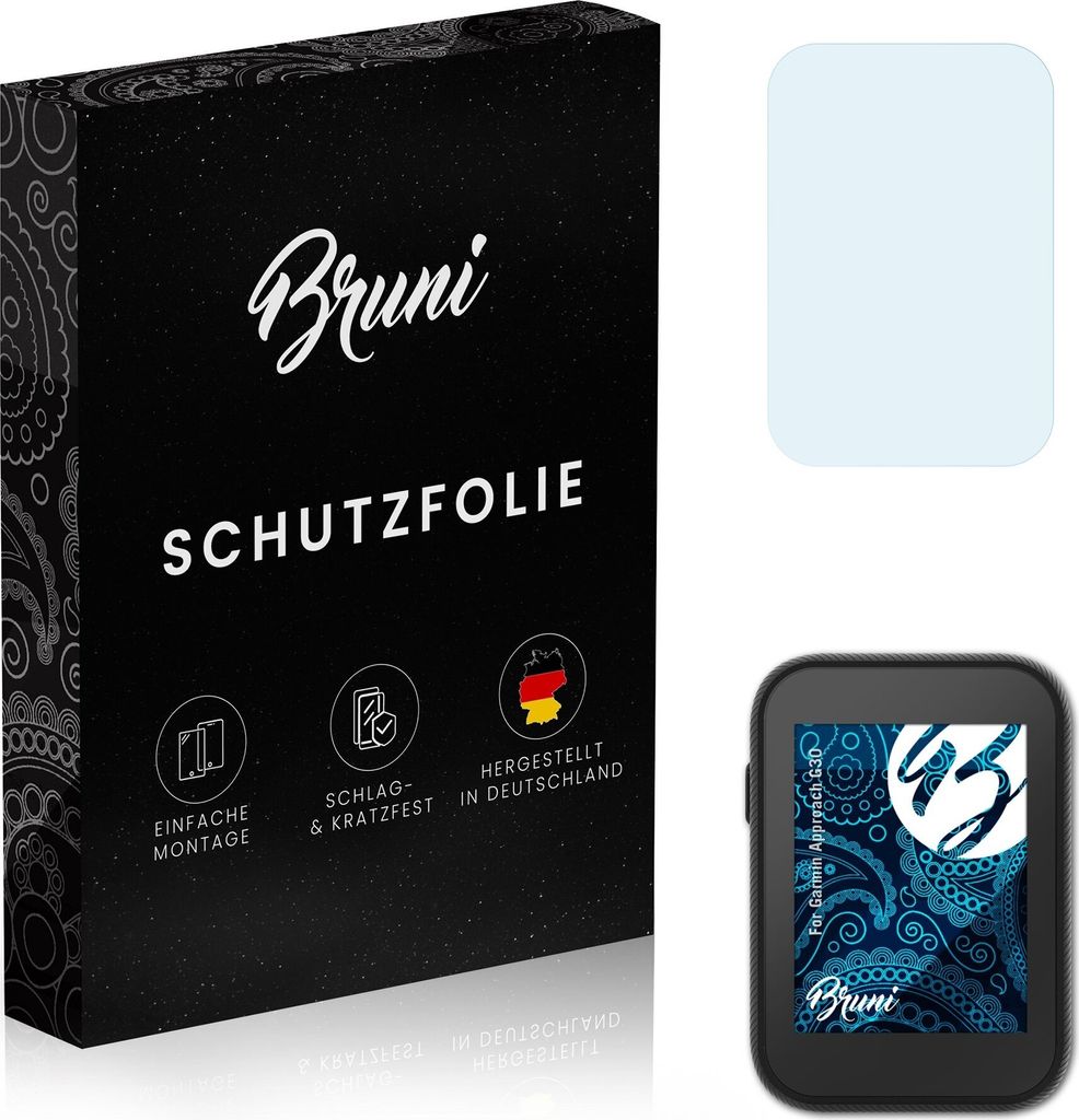 Bruni Basics-Clear 2x Schutzfolie kompatibel mit Garmin Approach G30 Folie