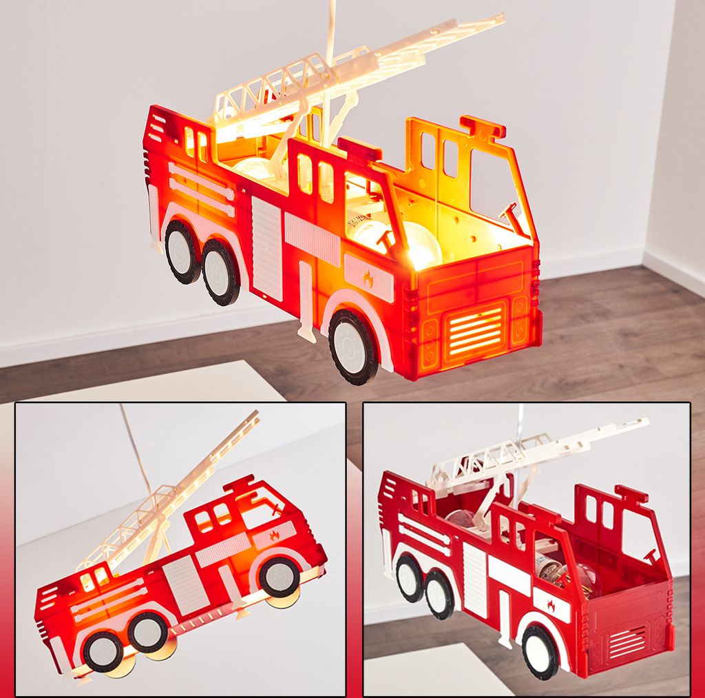 Molare »Molare« rotes Feuerwehrauto als Hängelampe aus Kunststoff