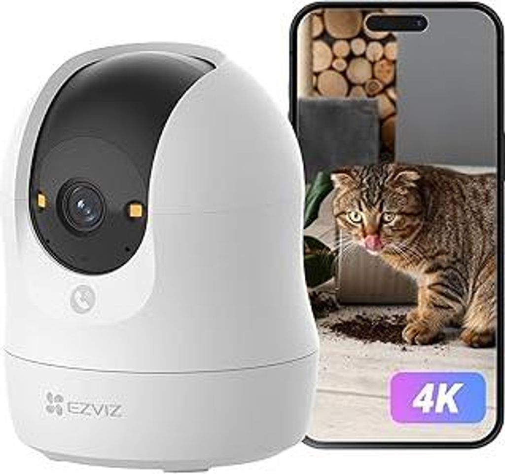 EZVIZ C6N G1 4K 8MP Überwachungskamera Innen, 2,4/5 GHz WLAN Baby Kamera, 360° Schwenk/Neige, Auto-Zoom-Track, Farbnachtsicht, Person/Haustier/Ge...