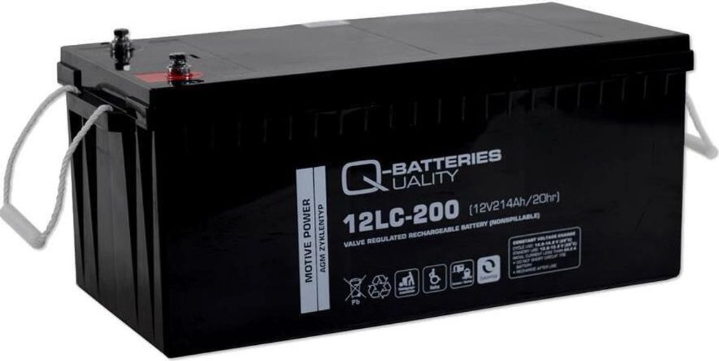 Q-Batteries 12LC-200 / 12V - 214Ah Blei Akku Zyklentyp AGM - Deep Cycle VRLA