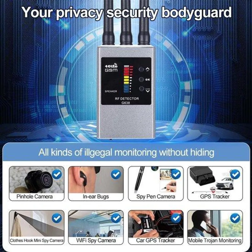 Détecteur de rayonnement et scanner de fréquences avec alerte vibrante