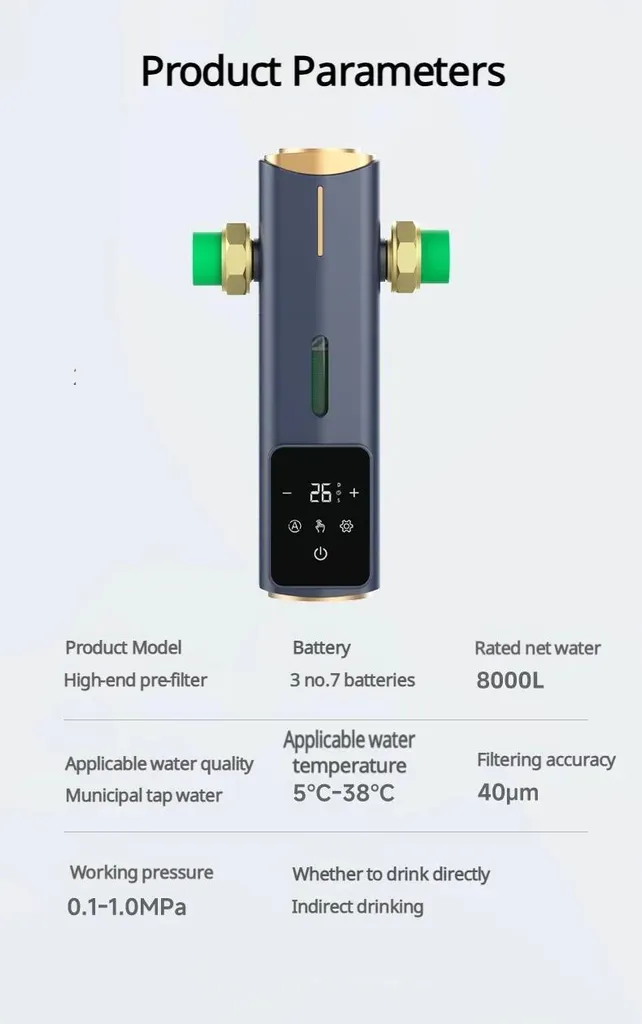 Préfiltre à eau 8000 L/h autonettoyant intelligent montage DN25/20