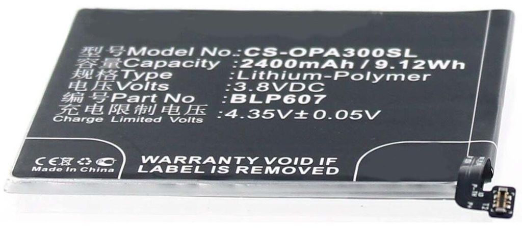 Akku für Oneplus BLP607 Li-Pol 3,8 Volt 2400 mAh schwarz. Produktbild 