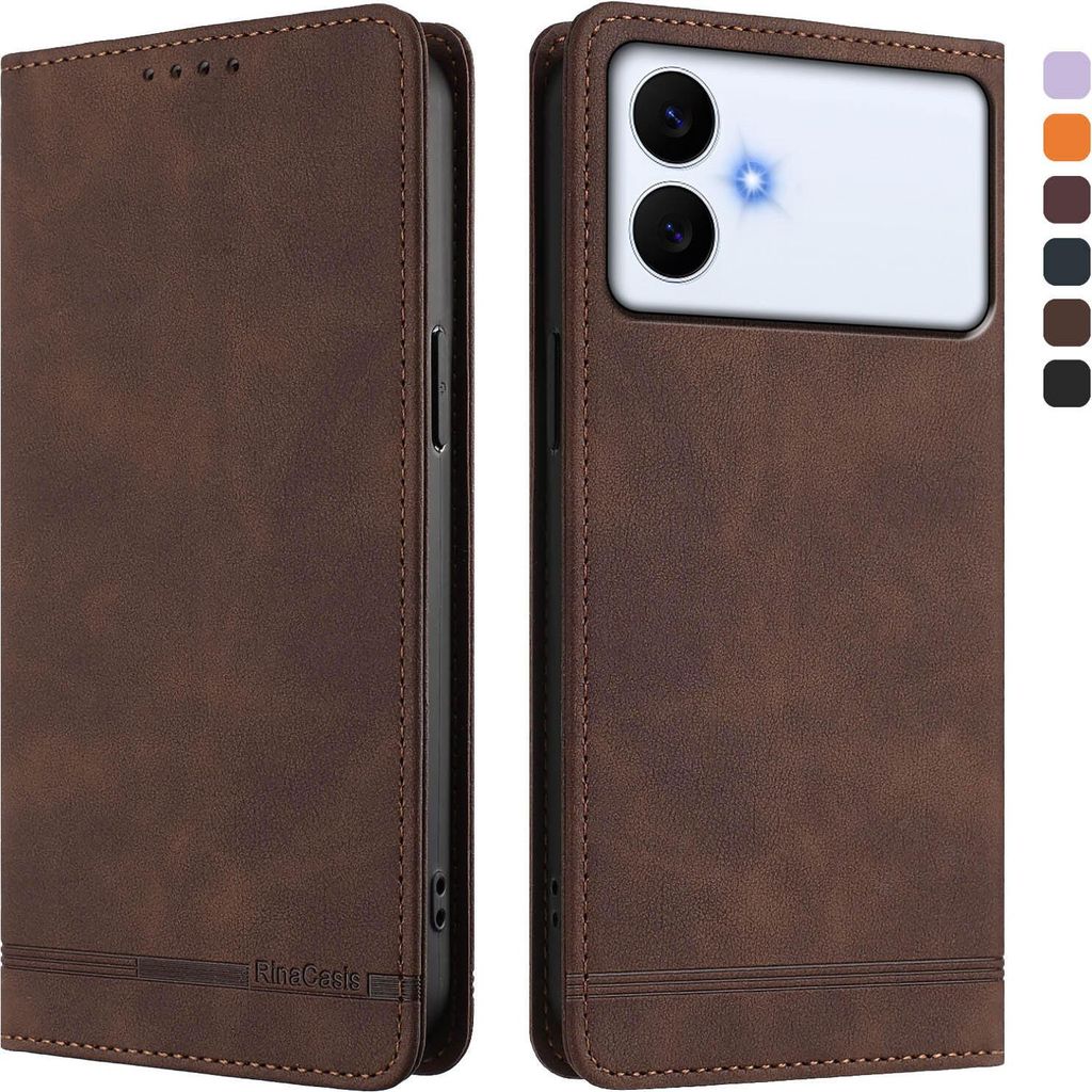 Hülle für Samsung Galaxy S26 Edge, Retro Kunstleder Ständer Klapphülle mit Kartenfächer und Magnetische Braun