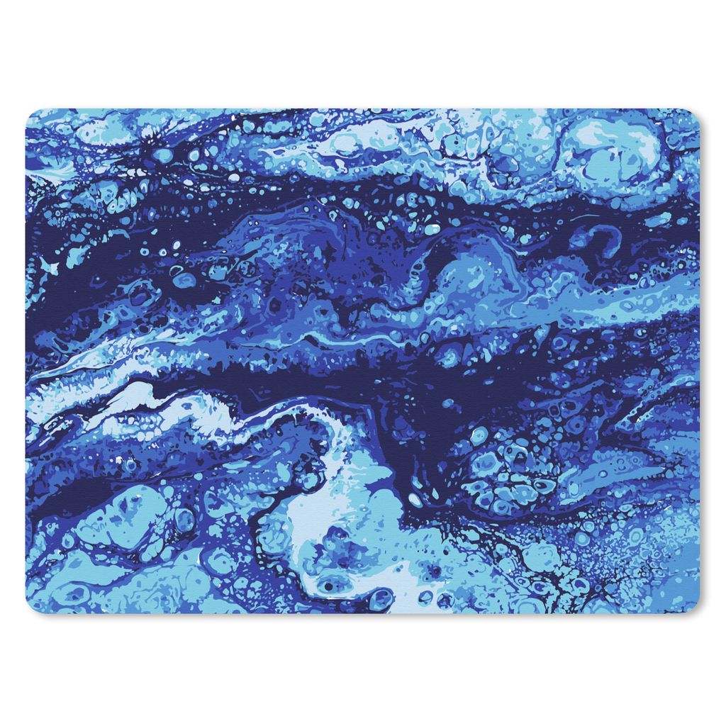 MuchoWow Mauspad Mousepad Marmor - Blau - Aquarell 23x19 cm - Mousepads - Maus Mat - Pad - Mausunterlage - Schreibtischunterlage - Mauspad
