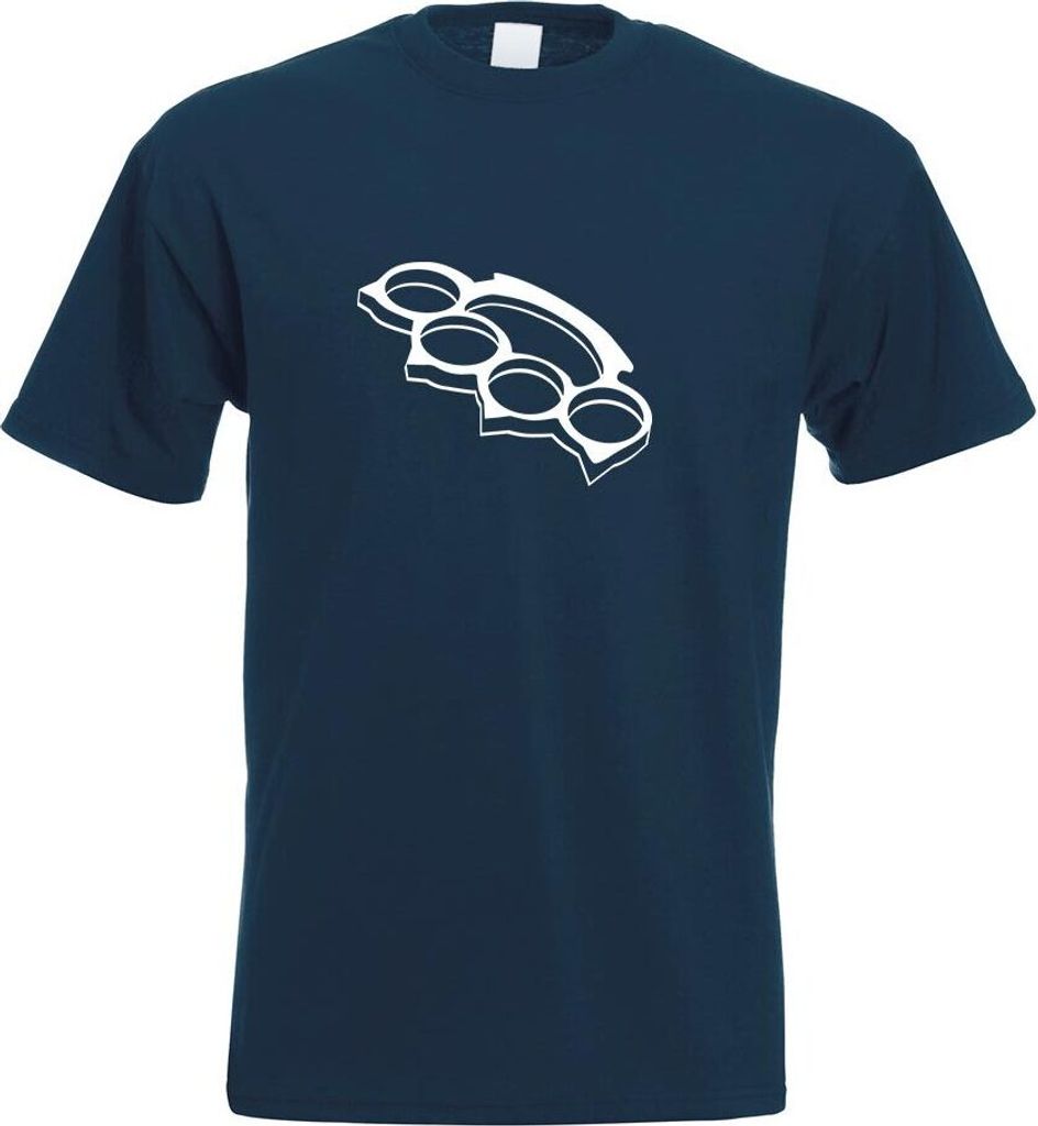 Kiwistar - T-Shirt - Navy - Schlagring Faust Motiv Bedruckt Funshirt Design Print - mit Motiv Bedruckt - Funshirt Design - Sport - Freizeit - Herre...
